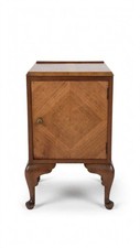 1930s Art Deco Walnut Pot Cupboard - Queen Anne Legs - Bedside Cabinet -