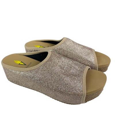 Volatile Women s Platform Slide Sandals Size 8 Glitter Slip-On Wedge Open Toe