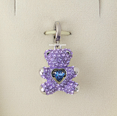 New 100% Authentic SWAROVSKI Purple Teddy Bear Idyllia Charm