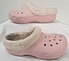 Crocs Classic Fleece Lined Clog Women's Sz 7 Slip On Comfort Quartz Pink - EUC