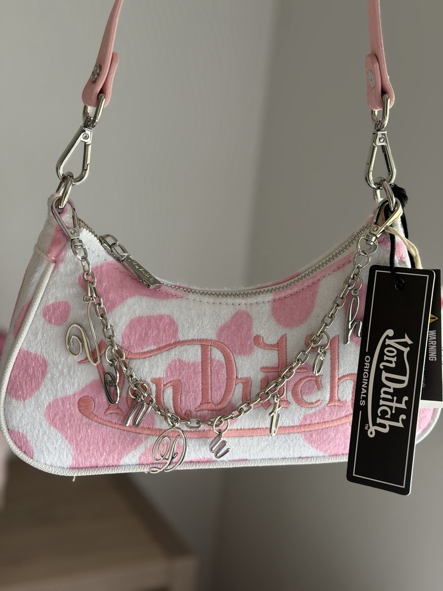 Von Dutch Light Pink Cow Print Country Western Y2K Shoulder bag