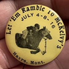 RARE 1916 HAVRE MONTANA STAMPEDE WESTERN AMERICANA PINBACK BUTTON RODEO MUST SEE