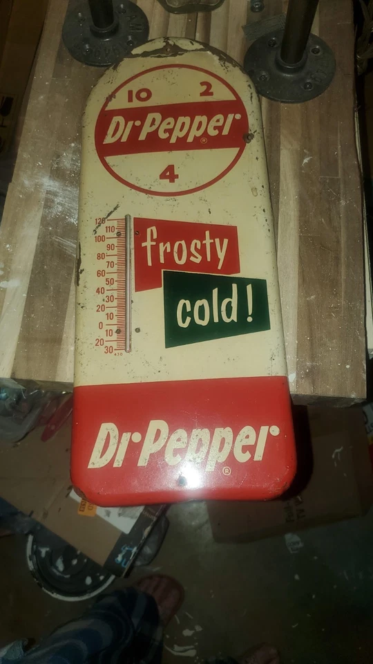 2-4-10 Termómetro Publicitario Dr Pepper Años 50 (Auténtico) Óxido Incluido Foto 4 de 4