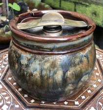 Antique Royal Doulton Dunhill tobacco jar stoneware pottery arts & crafts 5.5"hg