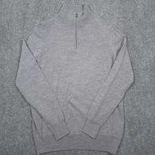 Christian Lacroix Sweater Mens S Gray Pullover Extrafine Merino Wool 1/4 Zip