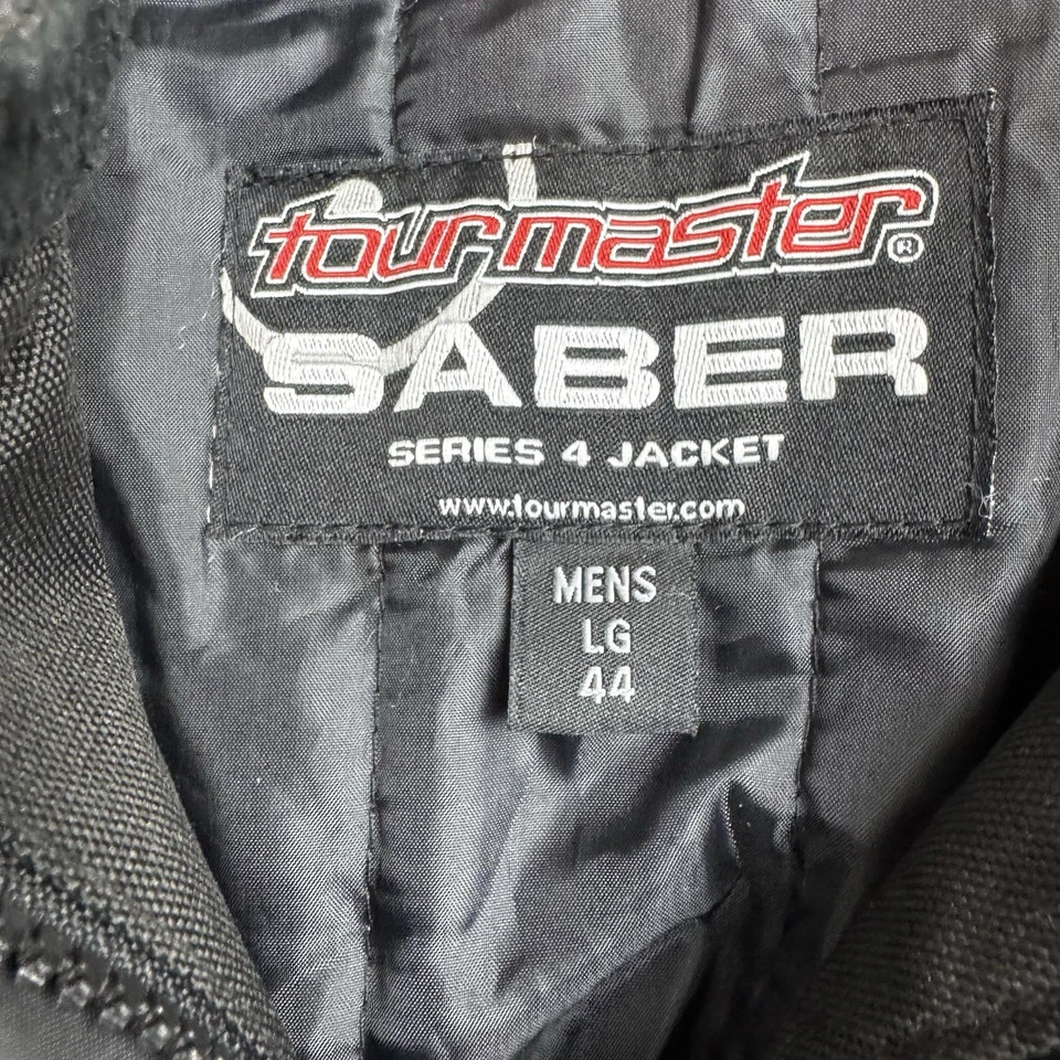 Tourmaster Saber Series 4 Motorcycle Biker Jacket With Liner Black & Red Sz L - Image 2 of 4