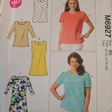 McCalls 6927 pre owned uncut Sewing Pattern Size UK 8-16 women's tunic & tops