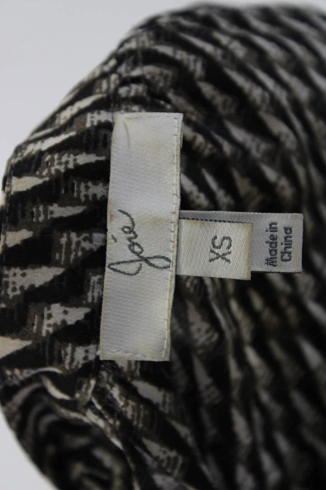 Blusa Joie Mujer Seda Estampado Geométrico Mangas Largas Negra Marrón Talla Extra Pequeña Foto 4 de 4