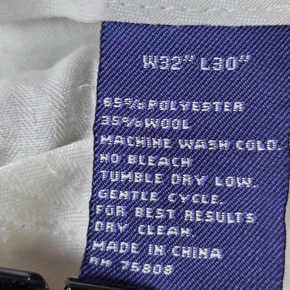 Alan Flusser Pants Mens 32x30 Khaki Poly Wool Pleated Cuffed Dress Trousers - Image 4 of 4