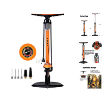 Gobko Standpumpe Fahrradpumpe Mit Manometer FüR Rennrad Und Mtb, 160 Psi, Orange