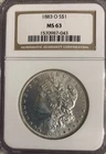 1883-O MORGAN SILVER DOLLAR ::: NGC MS-63