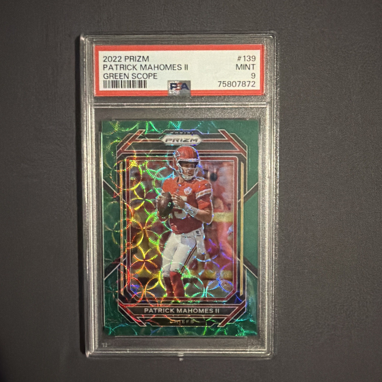 2022 Panini Prizm - Patrick Mahomes II #139 Green Scope Prizm /75