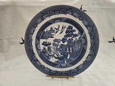 JOHNSON BROTHERS BLUE WILLOW VINTAGE DINNER PLATE REPLACEMENTS GREEN STAMP 1883