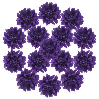 15-Pack Artificial Flowers Bulk, Purple Fake Chrysanthemum Floral for DIY