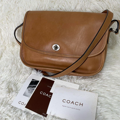 Vintage Coach handbag shoulder bag turnlock leather brown #9790 | eBay