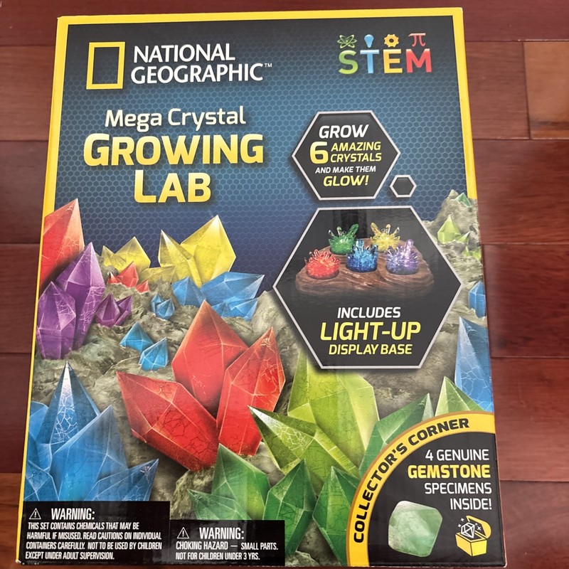 National Geographic Mega Crystal Growing Kit for, Grow 6 Crystals with Light NEW