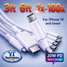 100x PD USB-C to 8-Pin Charging Cables Volume B2B Bulk Wholesale Clearance Lot