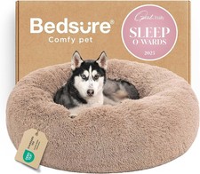Bedsure Large 36" Donut Dog Bed Calming Washable Plush Pet Bed for up to 80 lbs