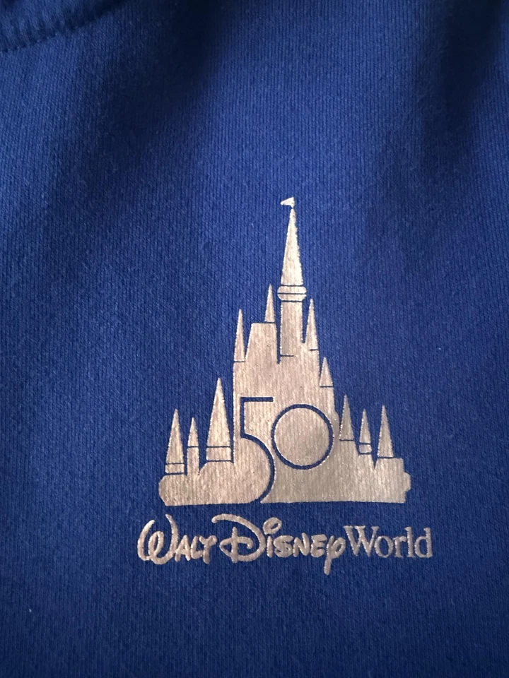 Disney Walt Disney World Sudadera con Capucha Mujer XL Azul 50 Aniversario Cremallera Completa Mickey Foto 4 de 4