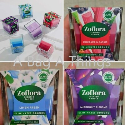 Zoflora Duftkerze Auswahl aus: Midnight Blooms, Rhabarber & Cassis, Leinenfrisch