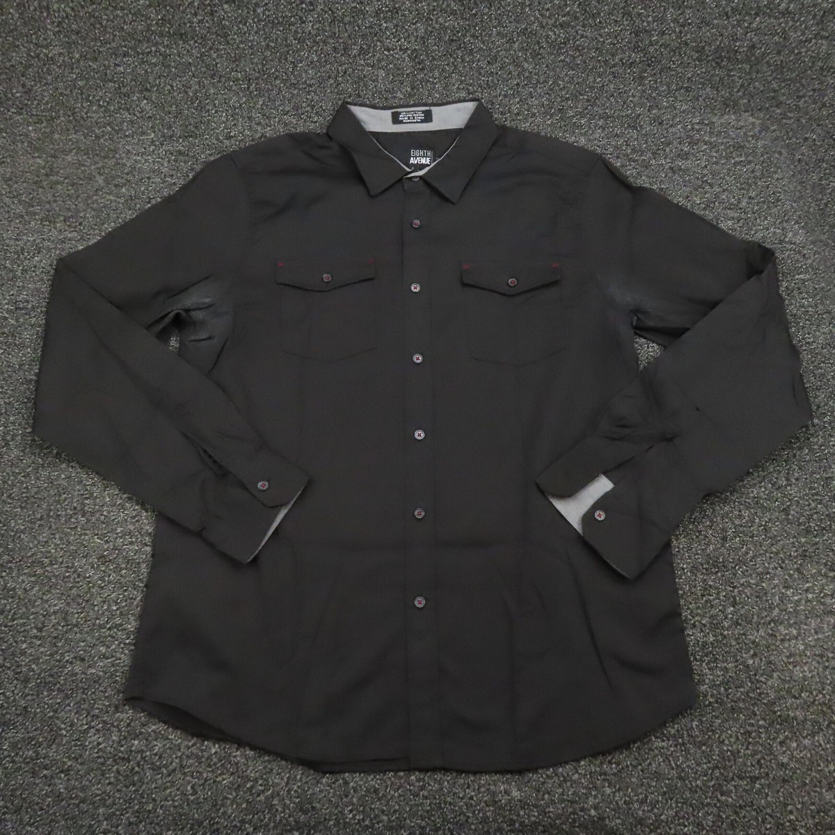 Eighth Avenue Shirt Adult Large Black Button Up Long Sleeve