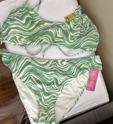 Ninety-Nine Degrees Bikini Print Lime Green Pink Size XXL NWT