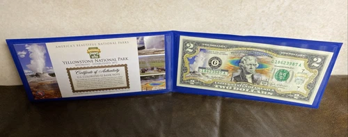 YELLOWSTONE Official United States $2 Bill Honoring America's National Parks