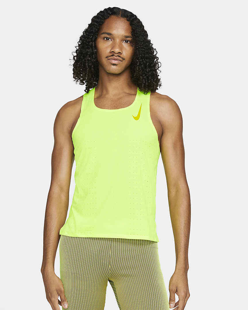 $70 NEW Men's Nike AeroSwift Singlet Running Tank Top Yellow CJ7835 702  Racing M | eBay
