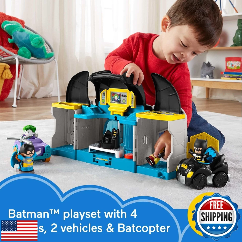 Brinquedo infantil Fisher-Price Little People DC Super Friends luxo Batcave Playse - Imagem 2 de 4
