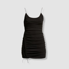 $330 Alice+Olivia Women's Black Ruched Lace-up Mini Dress Size 6