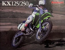1986 Kawasaki KX125 KX250 4-page brochure-literature-poster NOS KX 125 KX250-E1