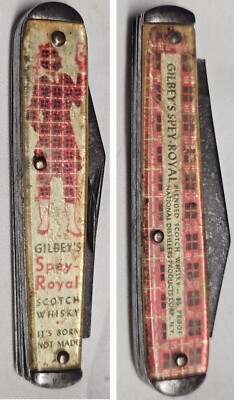 Vintage Gilbey's Spey Royal Scotch Whiskey Dancing Scot Pocket Knife Distillery