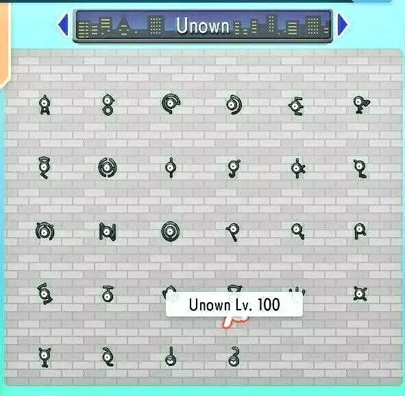 Pokemon Brilliant Diamond Shiny Pearl SHINY UNOWN - Full Alphabet - BR HA  6IV