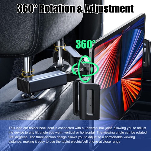 360° Car Back Seat Headrest Holder Mount For iPad Tablet Phone Samsung Universal - Picture 6 of 13
