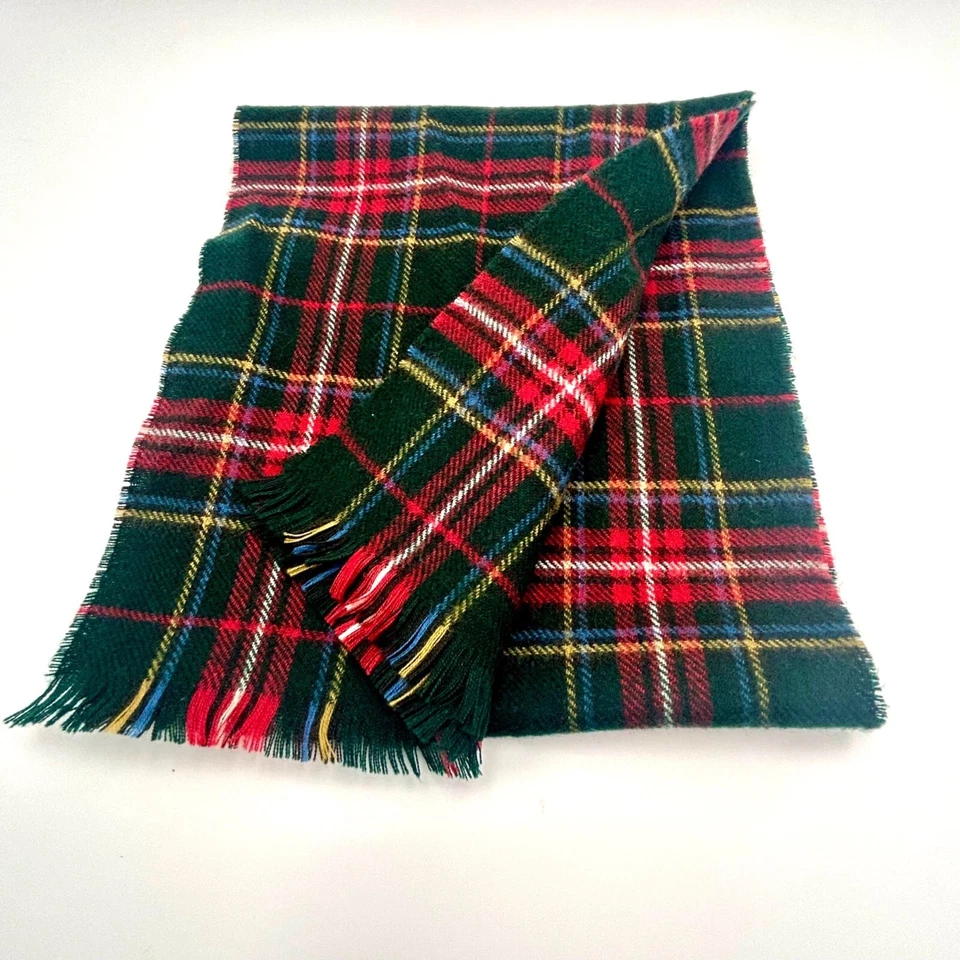 Cachecol de lã verde tartan Lochcarron Glen Stewart, King George VI tartan, feito em - Imagem 2 de 4