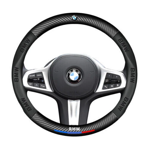 38cm 15" Steering Wheel Cover Genuine Leather For BMW 1 2 3 4 5 6 Series - Picture 2 of 8