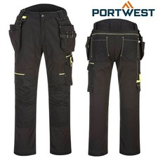 PORTWEST WX3 Stretch Holster Trousers Elastic Waist Knee Pad Pockets Work Pants