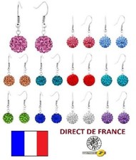 Lot de 5 paires de boucles d'oreilles Shamballa pendantes Strass Revendeur Neuf