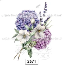 (2571) TWO Paper LUNCHEON Decoupage Art Craft Napkins  HYDRANGEA BOUQUET FLOWERS