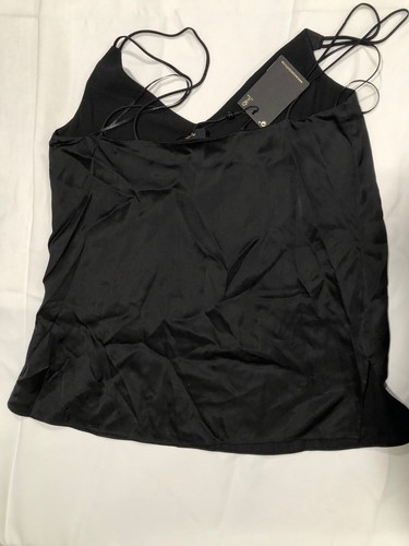 Massim Dutti Black Shiny Satin Crossover Double Spaghetti Strap V-Neck Cami Sz 2 - 第 1/4 張圖片