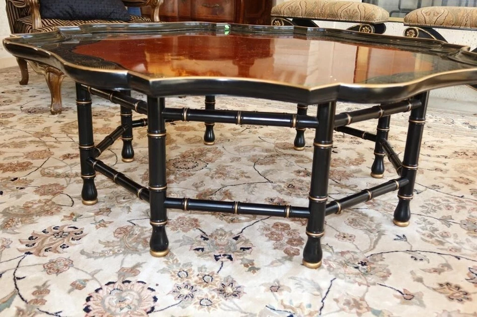 Antigua mesa de centro grande de caoba Kindel Masterworks con incrustación 55969EC Foto 4 de 4