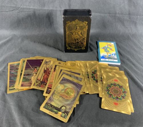 ✨Tarot Cards 80 Luxury Gold Foil Tarot Deck W/ Booklet - Waite- The Fool✨ - Picture 1 of 9
