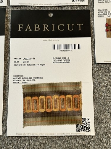 Lote de 5 Muestras de Recortes Fabricut Borde Trenza Cinta Vasuda Lavazzo Etrog - Imagen 3 de 12