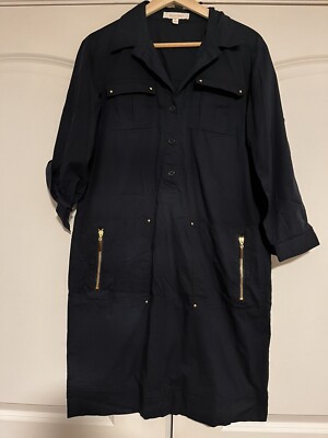ellen tracy shirt dress Women's Ellen Tracy Shirt Dress with Self Tie and Ruffle Hem Color: Geranium Damask Size: LARGE