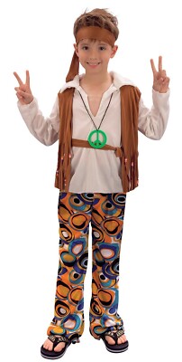 Boys Teens Hippy Hippie 60s 70s 1960s 1970s Fancy Dress Costume