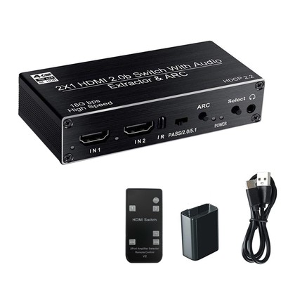 1 PC 2x1 HDMI Audio Extractor Switch Adapter 4K HDMI ARC Audio Switcher Selector