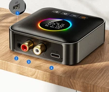 Bluetooth 5.4 FM Transmitter Receiver Audio Adapter Lossless U Disk One to Two