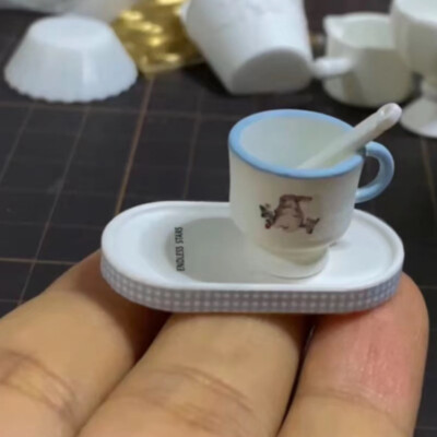 Super Süße Mini-Kaffeetasse Mit Löffel – Perfekte Puppenhaus-Deko Im Maßstab 1:12