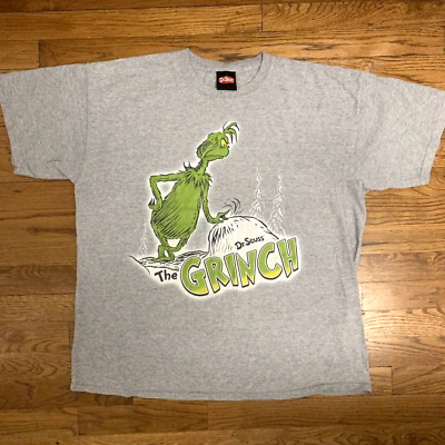 Vtg Y2k Dr Seuss The Grinch T-Shirt Christmas Movie Script Spell