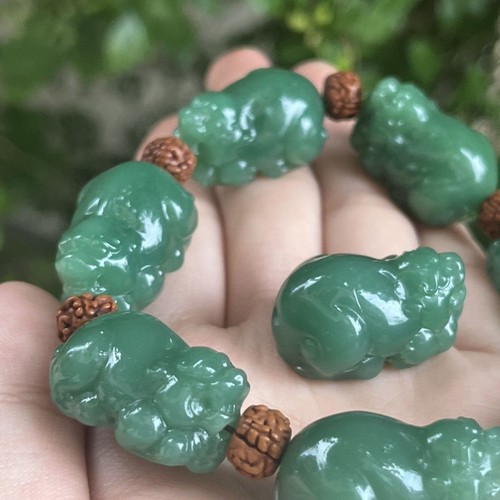 Bracciale Hetian Jade Pixiu Bracciale Portafortuna Vera Giada Uomo Giada Fine Intagliata - Foto 4 di 12